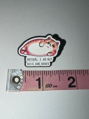 Mother, I am but skin and bones Cat Pin Brooch